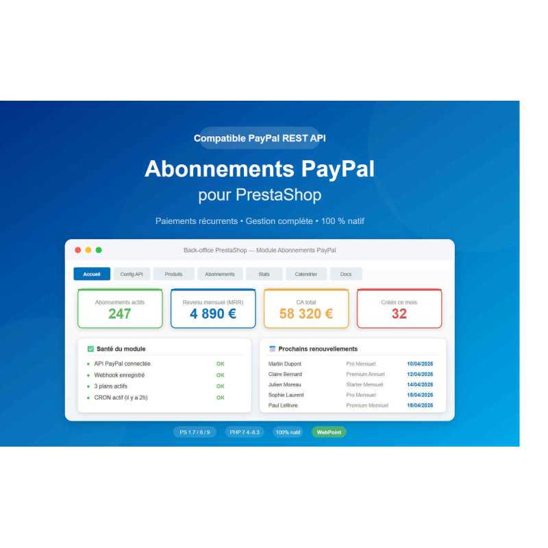 PayPal Subscriptions for PrestaShop — Recurring Payments & Complete Management