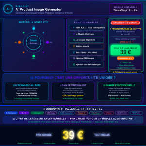 AI Product Image — Générateur Automatique d'Images Produit par Intelligence Artificielle Claude AI | Module PrestaShop 1.6 à 9.x