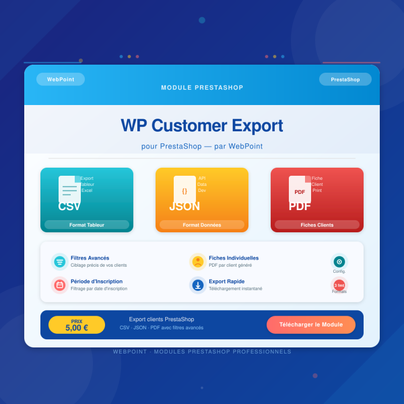 WP Customer Export pour PrestaShop — WebPoint