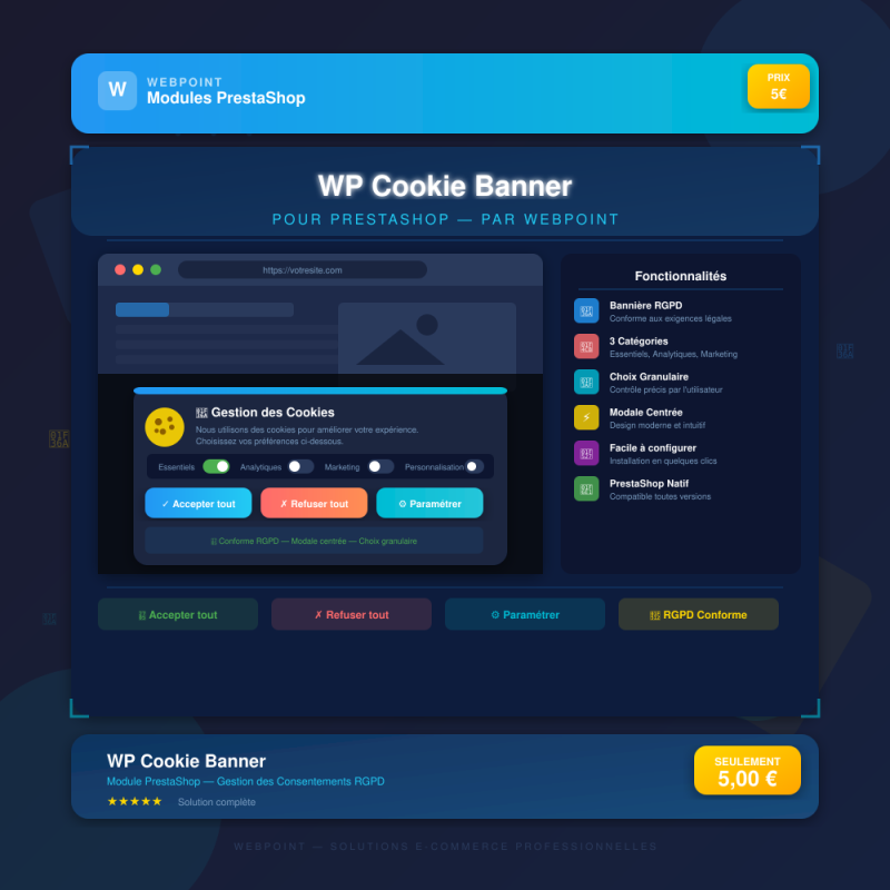 WP Cookie Banner pour PrestaShop — WebPoint