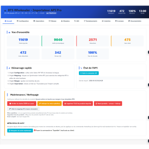 API, importação, painel, estatísticas, e-commerce