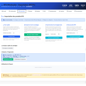 interface do usuário, importação de produtos, painel
