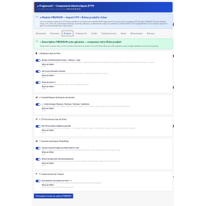 module interface, electronics, options, import, pre-filled