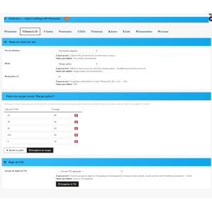 interfaz de usuario, herramienta de gestión, márgenes, precios, configuración