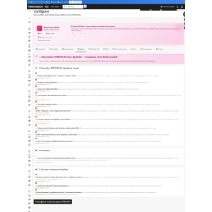Configuration, paramètres, produits, e-commerce, interface