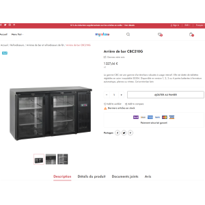 Barra frigo, nera, acciaio inox, refrigerazione, uso professionale