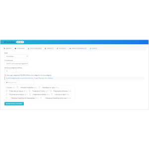 menu interface, sorting options, e-commerce settings