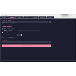 strumento PDF, suddivisione, interfaccia utente, pulsante, opzioni