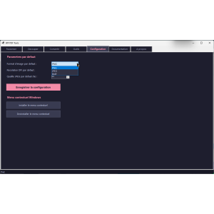 ferramenta de configuração, interface do usuário, definições, menus contextuais