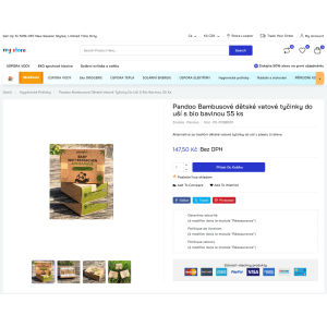 Cotons-tiges en bambou, bio, écologique, emballage carton.