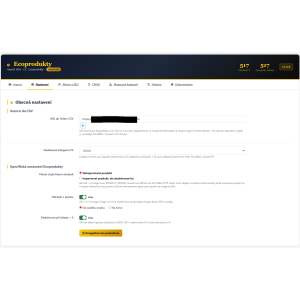 interface utilisateur, option, module, réglages, importation, CSV, paramètres, éco-produits
