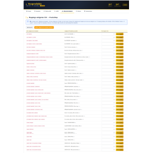 interface utilisateur, liste de catégories, éco-produits, PrestaShop, mapping CSV