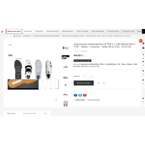 Chaussures haltérophilie blanches, gomme, taille 38 2/3