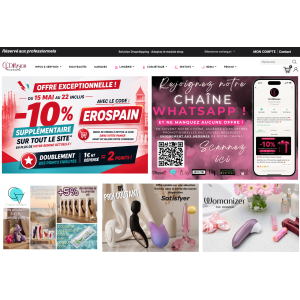 produits érotiques, couleurs variées, lingerie, accessoires