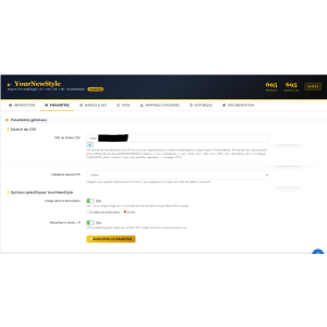interfață utilizator, setări, software, e-commerce, informații CSV