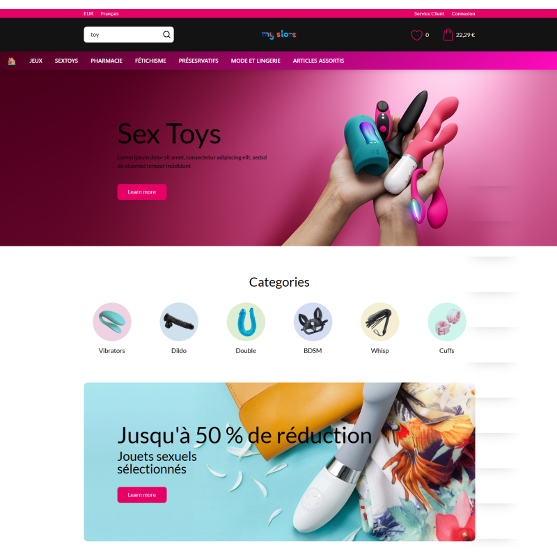 Sklep PrestaShop Dreamlove pod klucz - gadżety erotyczne 12800 SKU Hiszpania