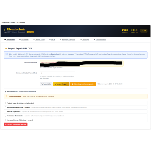 interfață utilizator, import, date CSV, setări, buton, selecție
