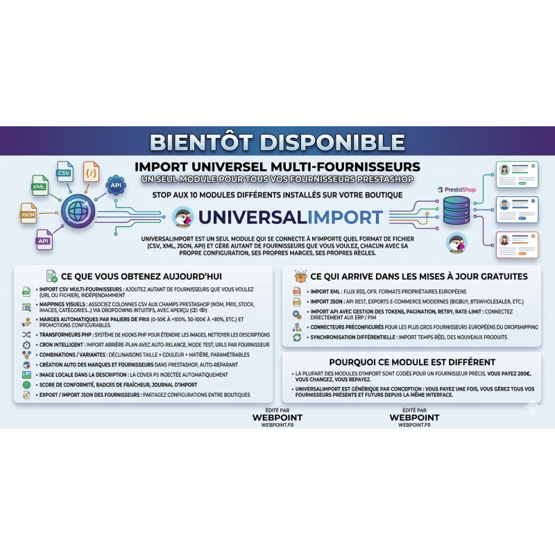 import module, multi-supplier, PrestaShop, advanced feature