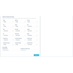 interface utilisateur, options de configuration, blocs, catégories, avertissements