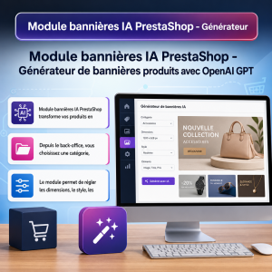 Module bannières IA PrestaShop - Générateur de bannières produits avec OpenAI GPT Image - visuel principal du produit - avec tex