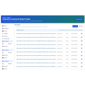 dashboard, interface, instant indexing, update, URL, management