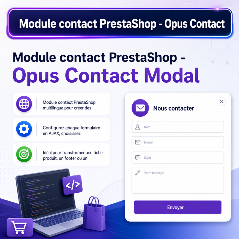 Modul kontakt PrestaShop - Opus Kontaktní Modal - visuel principal du produit - avec texte integre - Modules PrestaShop gratuits