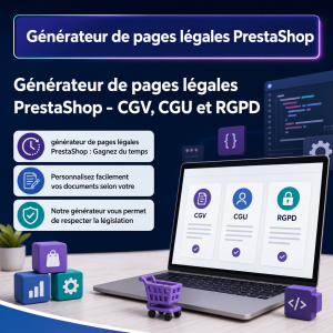 Generador páginas legales e-commerce - mise en avant de la solution - avec texte integre - SEO, Contenu & Conformité - Generador