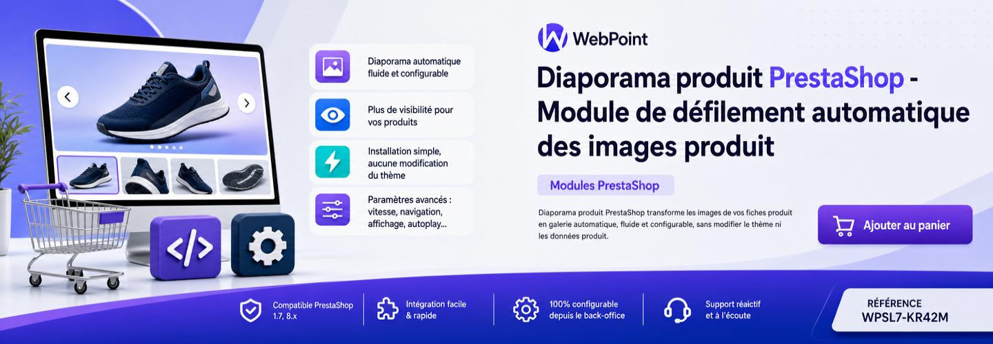 Diaporama produit PrestaShop - Module de défilement automatique des images produit