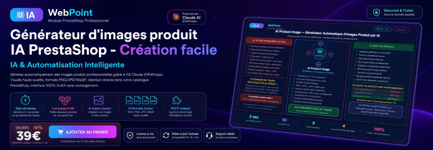 Générateur d'images produit IA PrestaShop - Création facile