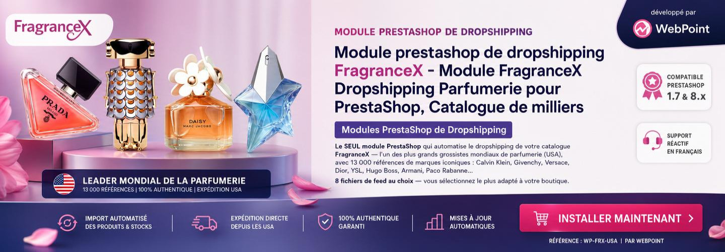 Module prestashop de dropshipping FragranceX - Module FragranceX Dropshipping Parfumerie pour PrestaShop, Catalogue de milliers