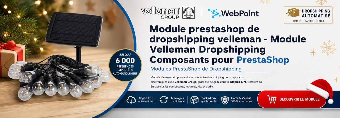 Module prestashop de dropshipping velleman - Module Velleman Dropshipping Composants pour PrestaShop